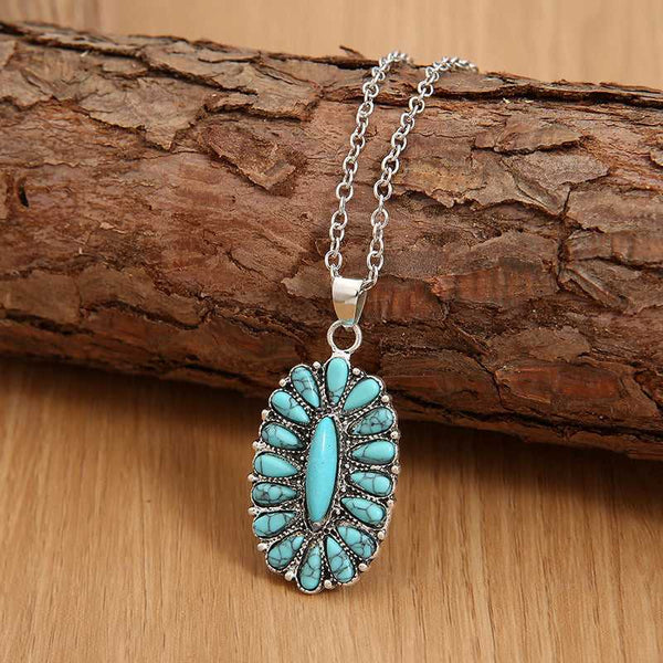 Artificial Turquoise Pendant Alloy Necklace - Absolute fashion 2020