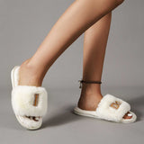 Faux Fur Open Toe Slippers - Absolute fashion 2020