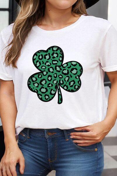 Plus Size Lucky Clover Round Neck Short Sleeve T-Shirt - Absolute fashion 2020