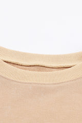 Khaki Drop Shoulder Ribbed Trim Oversized Sweatshirt