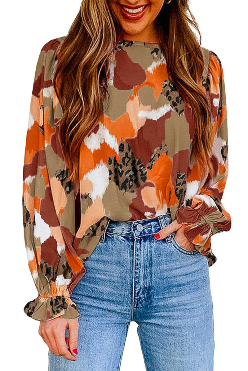 Abstract Printed Long Sleeve Blouse - Absolute fashion 2020