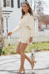 Beige Button Pockets Drawstring Waist Dress - Absolute fashion 2020