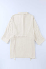 Beige Button Pockets Drawstring Waist Dress - Absolute fashion 2020