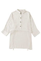 Beige Button Pockets Drawstring Waist Dress - Absolute fashion 2020