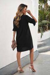 Black Ruffled Sleeve Shift Dress - Absolute fashion 2020
