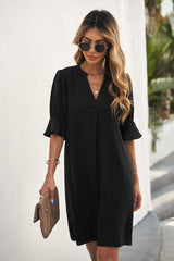 Black Ruffled Sleeve Shift Dress - Absolute fashion 2020