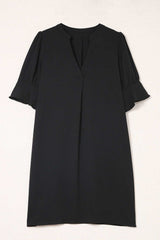 Black Ruffled Sleeve Shift Dress - Absolute fashion 2020