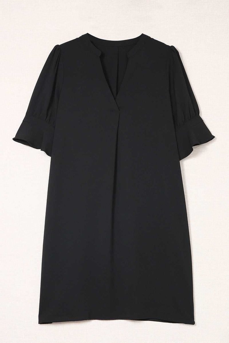 Black Ruffled Sleeve Shift Dress - Absolute fashion 2020