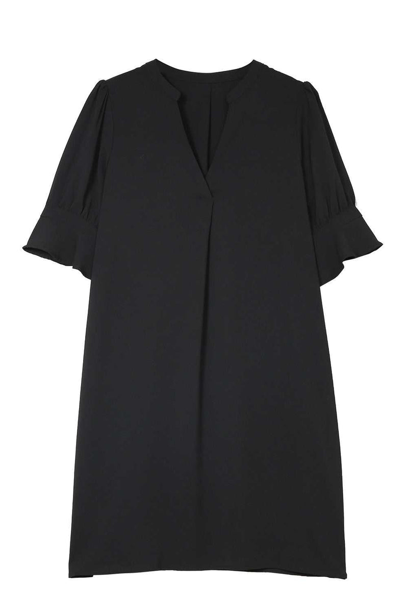 Black Ruffled Sleeve Shift Dress - Absolute fashion 2020