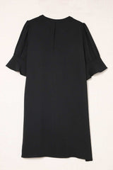 Black Ruffled Sleeve Shift Dress - Absolute fashion 2020