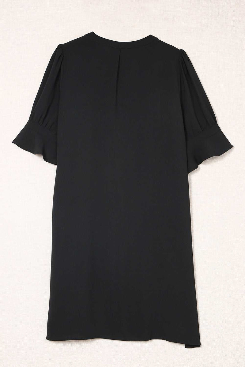 Black Ruffled Sleeve Shift Dress - Absolute fashion 2020