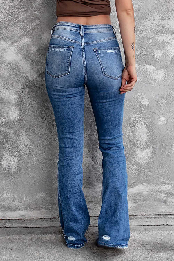 Blue Distressed Flare Jeans - Absolute fashion 2020