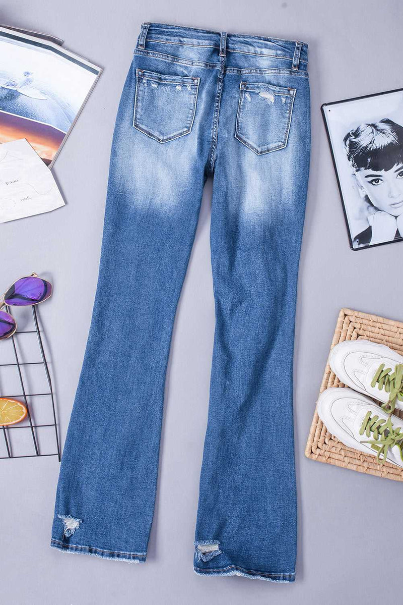 Blue Distressed Flare Jeans - Absolute fashion 2020