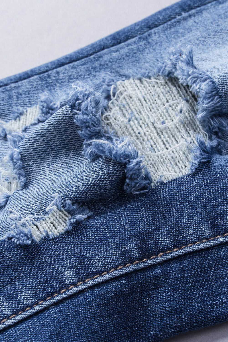 Blue Distressed Flare Jeans - Absolute fashion 2020