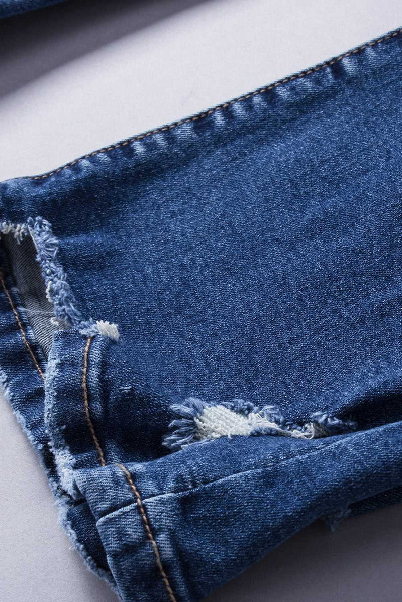 Blue Distressed Flare Jeans - Absolute fashion 2020