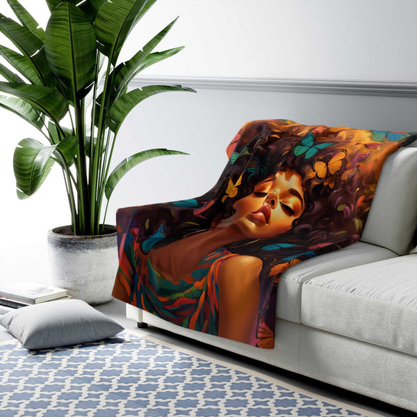Butterfly Woman Sherpa Fleece Blanket