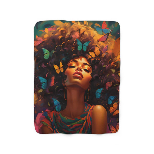 Butterfly Woman Sherpa Fleece Blanket