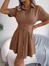 Button Down Collared Mini Dress - Absolute fashion 2020