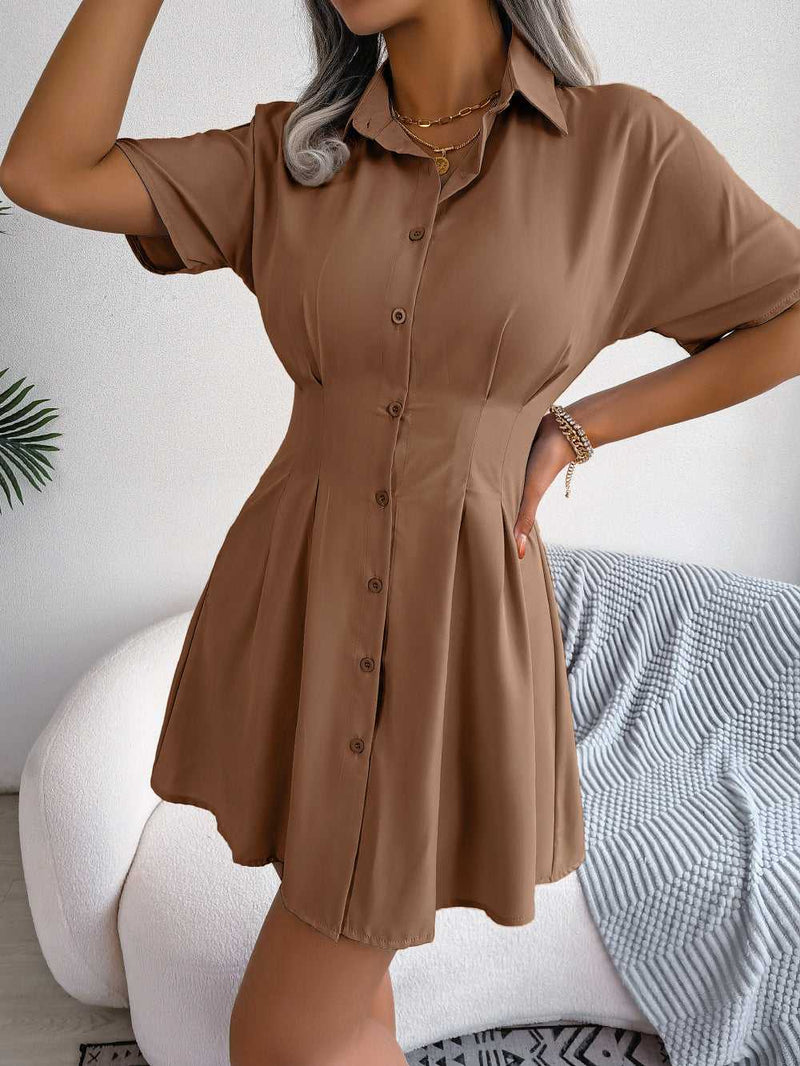 Button Down Collared Mini Dress - Absolute fashion 2020