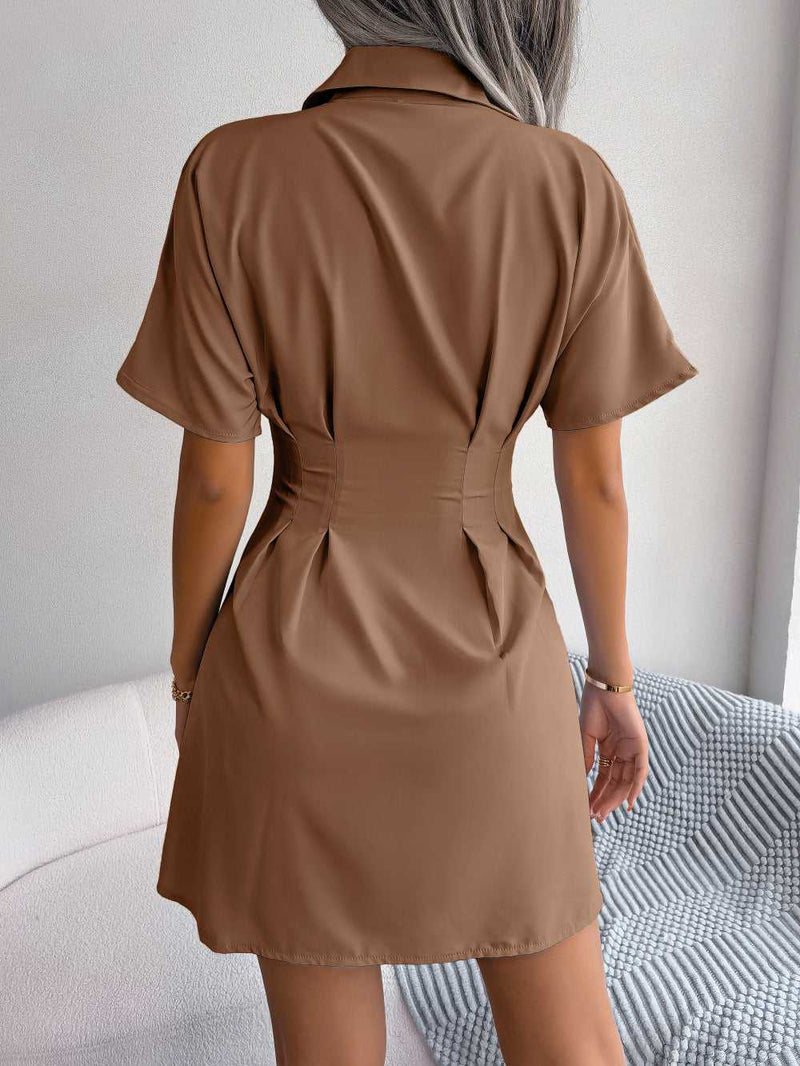 Button Down Collared Mini Dress - Absolute fashion 2020