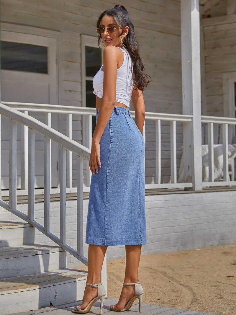 Button Down Denim Skirt - Absolute fashion 2020