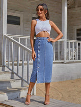 Button Down Denim Skirt - Absolute fashion 2020
