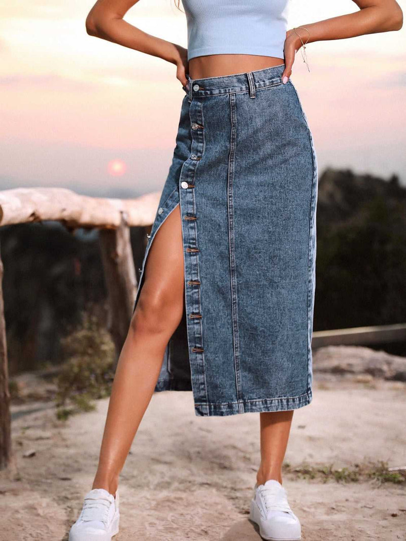 Button Down Denim Skirt - Absolute fashion 2020