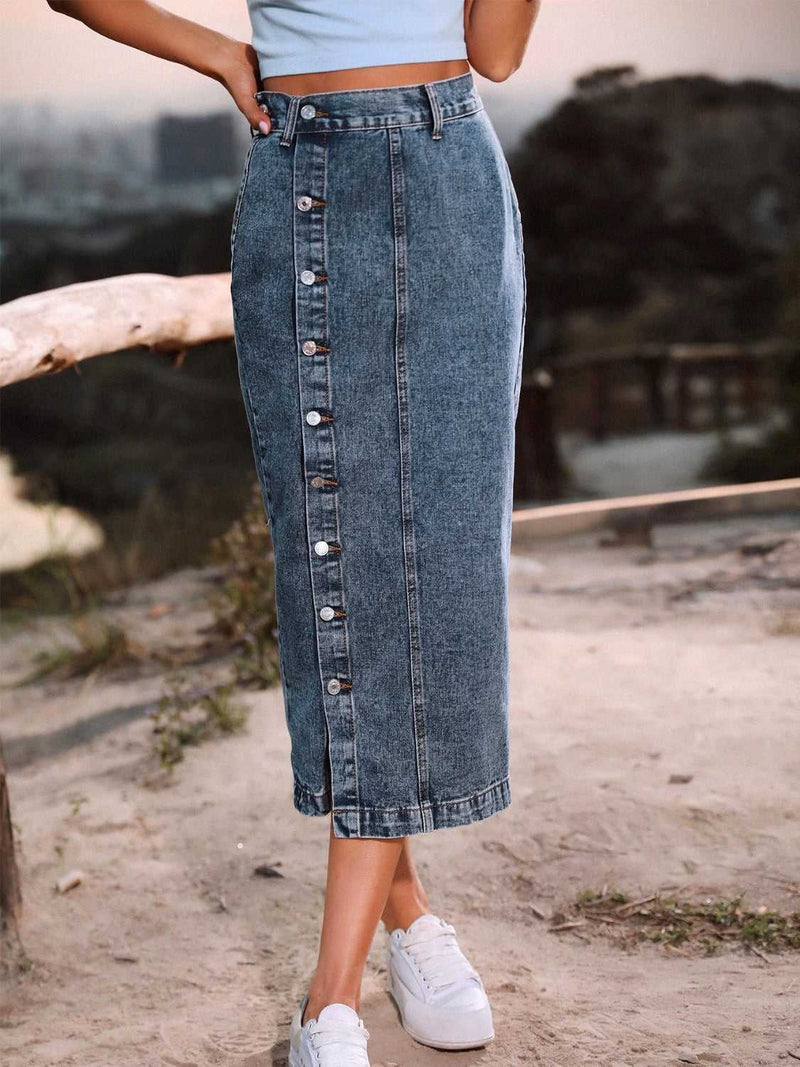 Button Down Denim Skirt - Absolute fashion 2020