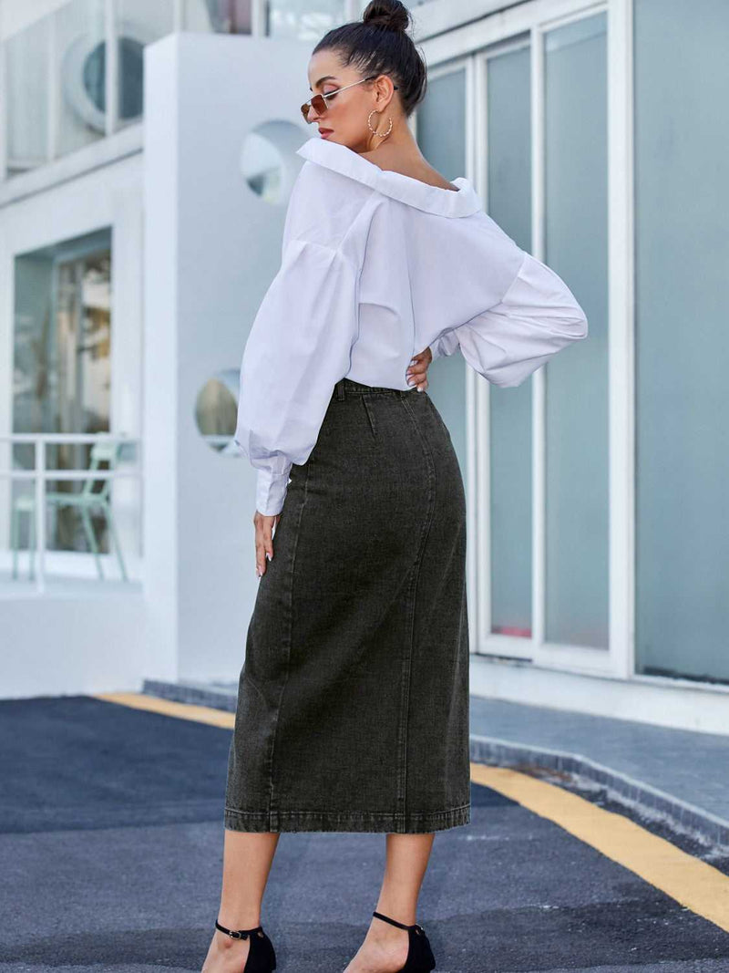 Button Down Denim Skirt - Absolute fashion 2020