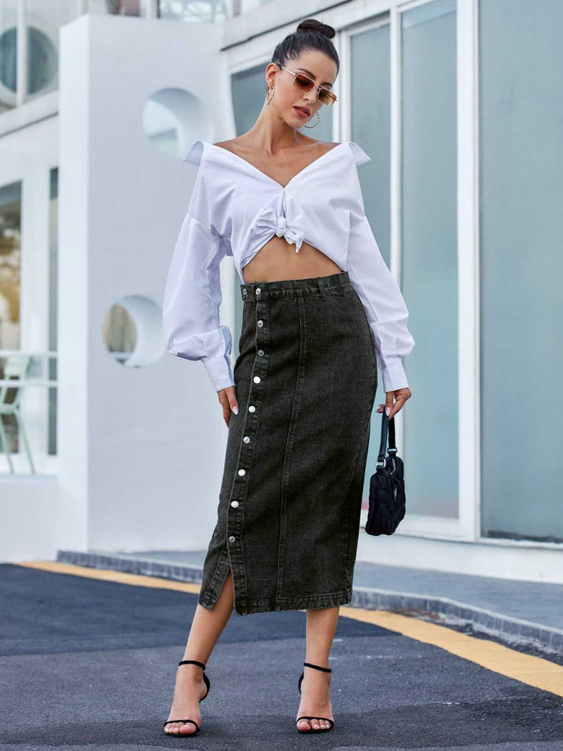 Button Down Denim Skirt - Absolute fashion 2020