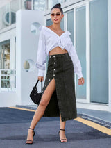 Button Down Denim Skirt - Absolute fashion 2020
