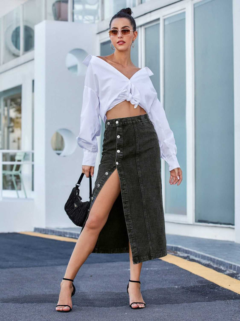 Button Down Denim Skirt - Absolute fashion 2020