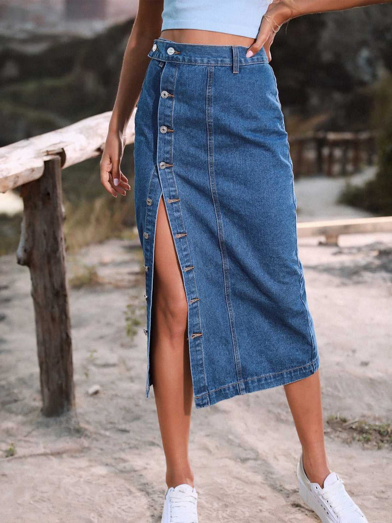 Button Down Denim Skirt - Absolute fashion 2020