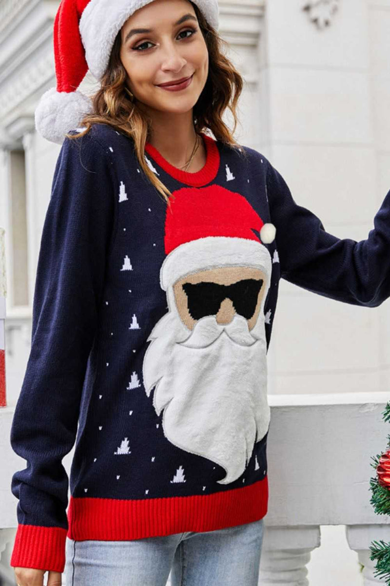 Christmas Santa Claus Ribbed Trim Sweater - Absolute fashion 2020
