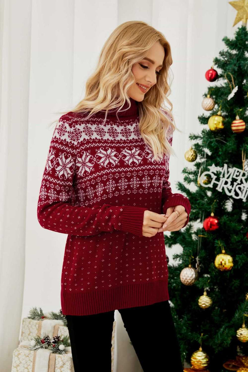 Christmas Snowflake Fair Isle Turtleneck Sweater - Absolute fashion 2020