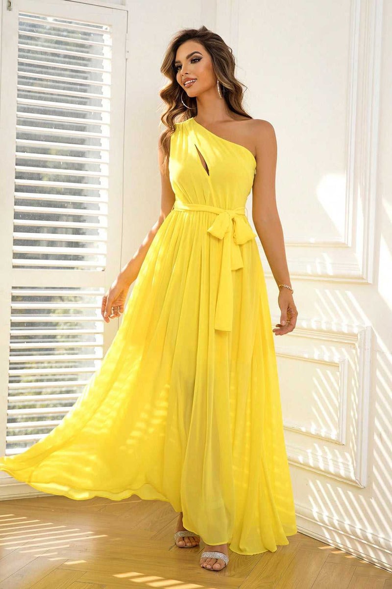 Cutout One-Shoulder Tie Waist Dress - Absolute fashion 2020