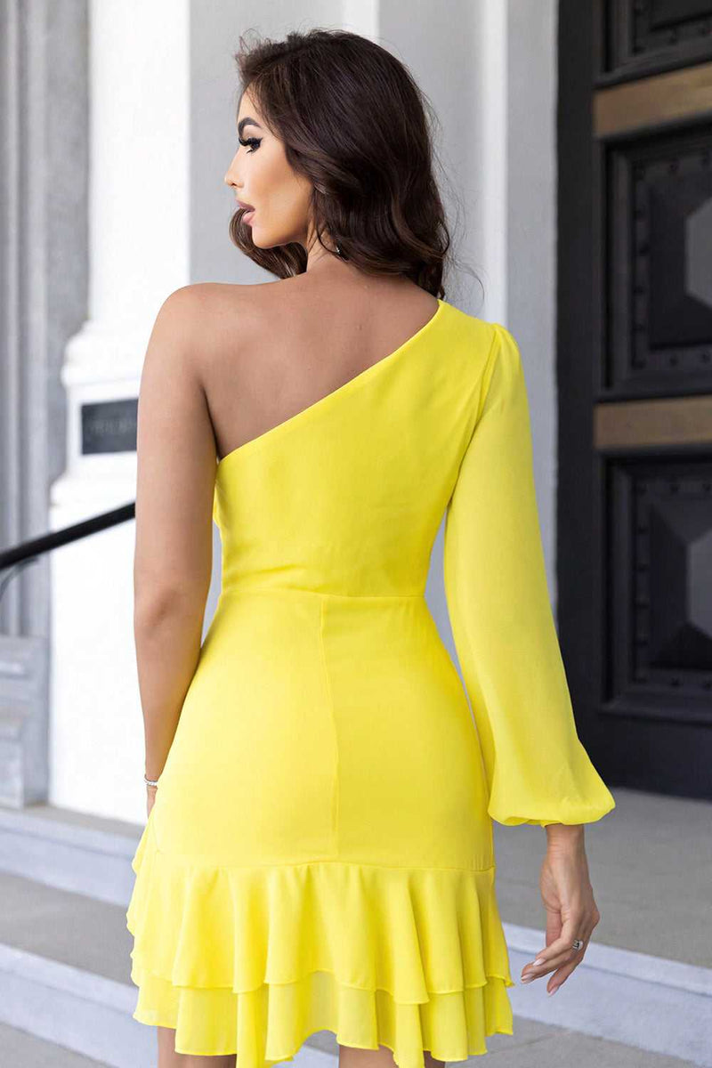 Cutout One-Shoulder Tied Dress - Absolute fashion 2020