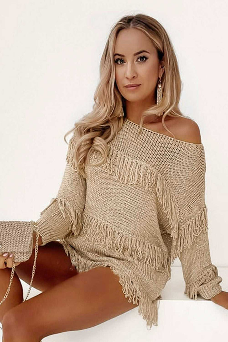 Fringe Detail Long Sleeve Sweater - Absolute fashion 2020