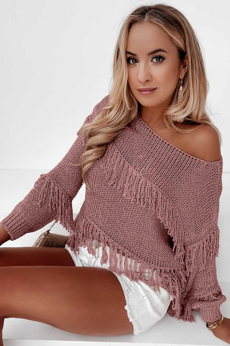 Fringe Detail Long Sleeve Sweater - Absolute fashion 2020