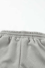 Gray 2pcs Solid Textured Drawstring Shorts Set - Absolute fashion 2020