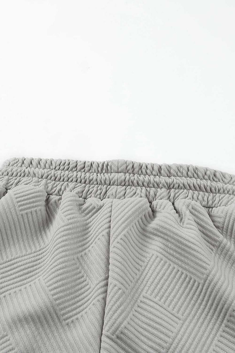 Gray 2pcs Solid Textured Drawstring Shorts Set - Absolute fashion 2020