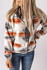 Gray Western Aztec Snap Buttoned Fleece Jacket - Absolute fashion 2020