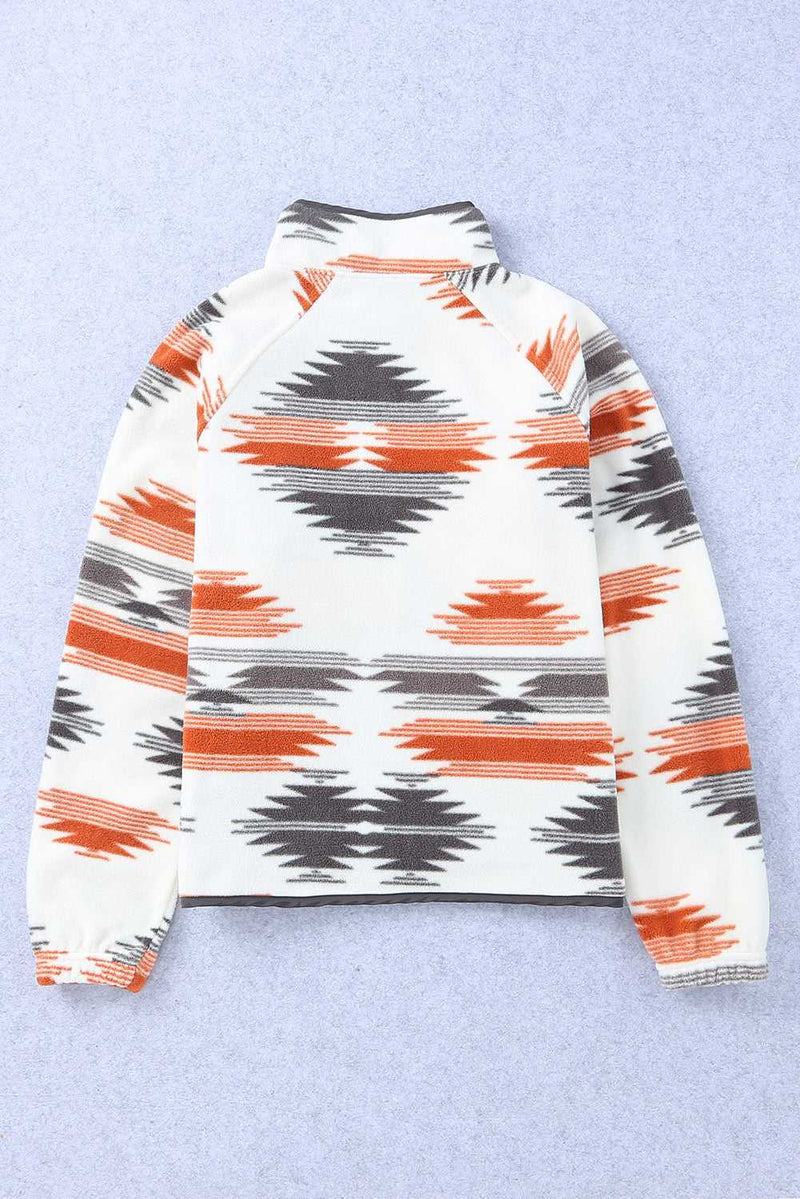 Gray Western Aztec Snap Buttoned Fleece Jacket - Absolute fashion 2020