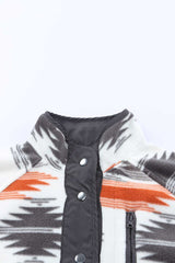 Gray Western Aztec Snap Buttoned Fleece Jacket - Absolute fashion 2020