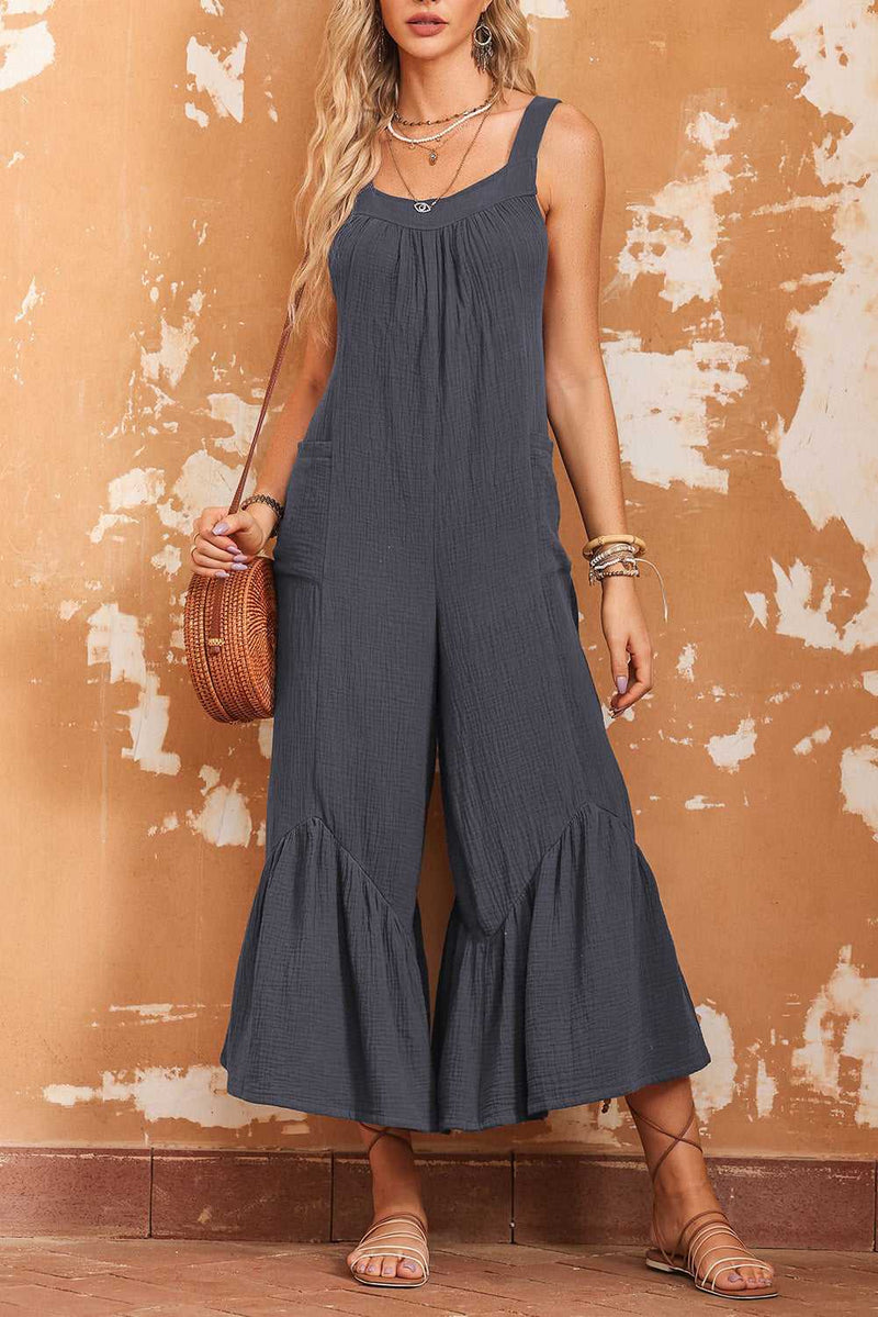 Gray Wide Leg Ruffle Jumpsuit - Absolute fashion 2020