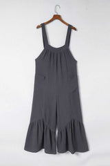 Gray Wide Leg Ruffle Jumpsuit - Absolute fashion 2020