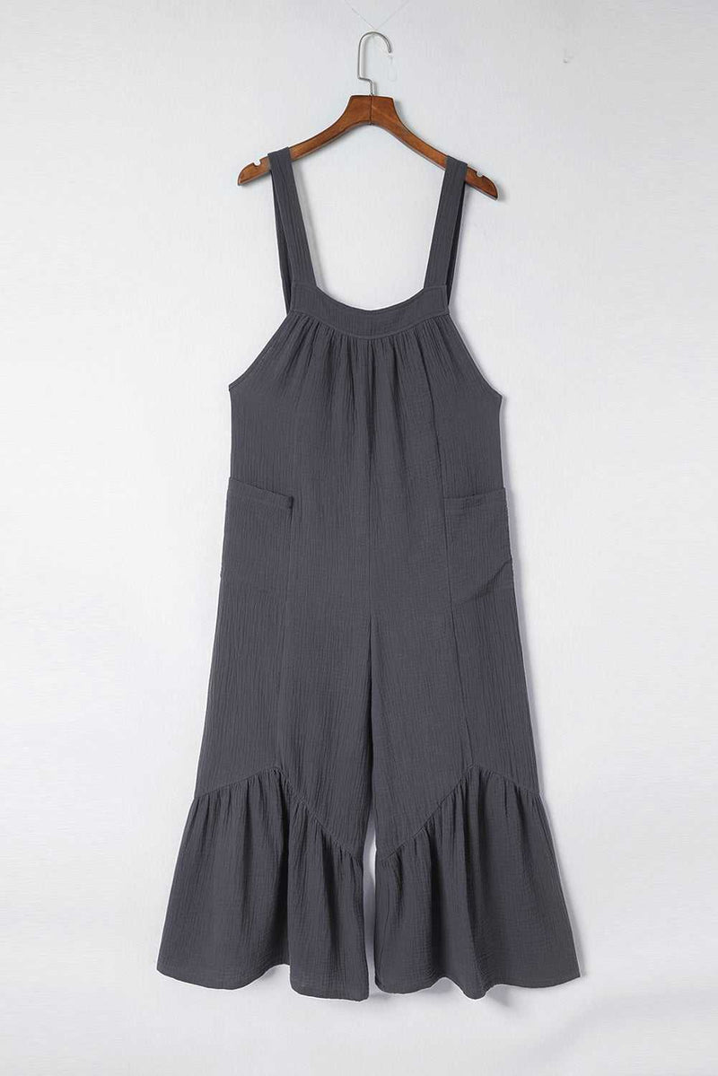 Gray Wide Leg Ruffle Jumpsuit - Absolute fashion 2020