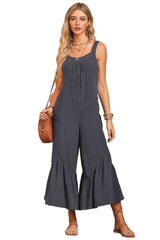 Gray Wide Leg Ruffle Jumpsuit - Absolute fashion 2020