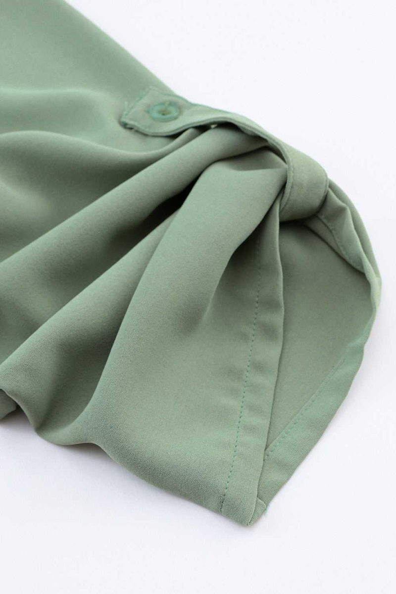 Green Roll-tab Sleeve Flowy Casual Dress - Absolute fashion 2020