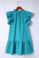 Green Tiered Ruffled Sleeves Mini Dress with Pockets - Absolute fashion 2020